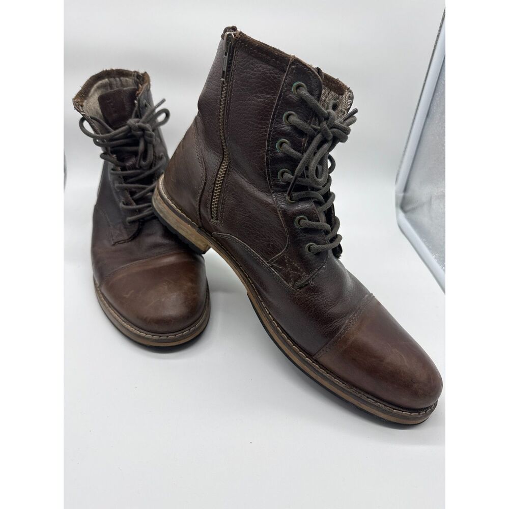 Crevo Demarcon Leather Dress Boot Lace Up Zip Mens 11 Dark Brown